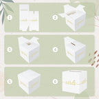 QIKSION White Wedding Card Box, Gold Foil Gift Card Box for Party, Wedding Reception, Birthday, Graduation, Baby Shower, Raffle