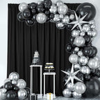 Sugargirl 10x10FT Black Backdrop Curtains Polyester Photo Backdrop Drapes Curtains 2 Panels with Rod Pockets for Party Birthday Wedding Photography Home Decoration