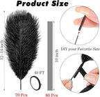 Hanaive 150 Pcs Ostrich Feathers Set Bulk Plumes 12-14 Inch (30-35cm) 70 Pcs Large Ostrich Feathers with 80 Sticks and Tape for DIY Crafts Wedding Home Party Centerpiece Decorations(Black)