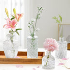 Bud Vases - in Bulk 24,Vintage Small Glass Bud Vases for Flowers, Clear Crystal Mini Glasses in Bulk, Small Flower Design for Centerpieces Wedding Decorations Home Flower Party Decor