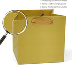 Gold Square Gift Bag 10 in Paper Gift Box Large Square Bottom Kraft Paper Bags with Handles for Party Favor, Birthday Gift Bags (Gold, 10 x 10 x 10 in, 10 CT)