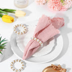 60 Pcs Wedding Pearl Napkin Rings, Pearl Napkin Rings Napkin Ring Holder Imitation Beaded White Napkin Ring Elegant Rhinestone Serviette Rings Buckle for Formal Wedding Home Dinner Party Decorations