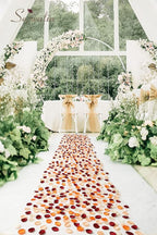 Serwalin 300Pcs Silk Rose Petals Flower Petals for Weddings Burgundy Gold White Petals Fake Orange Petals for Aisle Flower Girl Basket Bridal Shower Table Decor (4 Color Mixes)