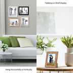 4x6 Picture Frame Set of 4 with High Definition Real Glass, Mixed Color Wood Photo Frames for Desktop Display and Wall Mounting