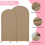 7.2FT Wedding Arch Covers Arch Backdrop Cover Arch Stand Covers Set Arch Cover Spandex Fabric Stretchy Backdrop for Wedding Birthday Party Decoration Baby Shower (Khaki)
