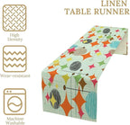 Mid Century Table Runner,Abstract Retro Modern Geometric Colorful Stripe Pattern Print Tablecloth Burlap for Hotel Indoors Outdoor Dining Room Kitchen Holiday Party, 13x70in