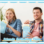 Xinnun 200 Pcs Paper Popcorn Boxes 1 oz Close Top Oil Proof Disposable Popcorn Container 6 x 4 x 2 Inch Stripes Leak Proof Popcorn Boxes for Party Movie Party Theater Night Birthday (Blue)