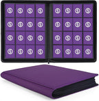 1000+ Pockets Trading Card Binder, Premium 16 Pocket Card Binder, Ringless Side Loading Collection Album Holder Folders for MTG, TCG, Game Cards & Sports Cards (Purple)