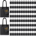 Sherr 100 Pack Mini Gift Bags Bulk, 4 x 2.75 x 4.5 Inches Paper Bags with Tags, Extra Small Paper Gift Boxes with Handles for Birthday, Party Favors, Weddings, Small Business(Black)