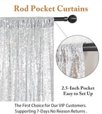 ShinyBeauty Sparkle Backdrop Curtain Silver 2 Panels Set Sequin Photo Backdrop 2FTx8FT Sequin Backdrop Curtain Pack of 2-1220S