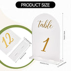 SHINVALE Arch Acrylic Wedding Table Numbers 1-15 with Gold Foil Font – Frosted Finish, Elegant Modern Design with Stands, Easy Assembly Table Signs for Weddings, Parties & Events