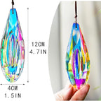 HDCRYSTALGIFTS 2pcs 120mm/5'' Large Crystal Prisms Suncatcher for Window Hanging, AB Crystals Sun Catcher Indoor Window, Rainbow Maker Crystal Stick Prisms for Balcony,Kitchen,Garden Decoration