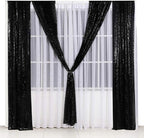 SquarePie Sequin Backdrop Curtain Non-Transparent Background Sparkly for Halloween Party 2FT x 8FT Black 2pcs