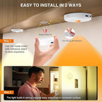 RGB Puck Lights with Remote Control, 2000mAh Rechargeable Stick on Led Lights, 9 Colors & 2 Dynamic, Tap Light with Timing,Under Cabinet Lighting for Closet,Kitchen,Cabinet,Shelf(White, 3 Pack)
