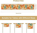 Autumn Table Runner,Orange Pumpkin Flowers Leaves Fall Table Runners Seasonal Kitchen Dining Table Decor for Thanksgiving Harvest Home Holiday Party 13x108 Inch