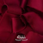 Ribbli Burgundy Silk Satin Ribbon 1.5 Inch x 12 Yard Handmade Frayed Chiffon with Wooden Spool Burgundy Red for Gift Wrapping Wedding Invitations Bridal Bouquets Home Decor