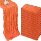 12 Pack Fall Thanksgiving Table Runner Orange 10ft Boho Gauze Fabric Cheesecloth Table Runner 35 x 120 Inch Rustic Sheer Runner for Wedding Home Décor Halloween Party Table Centerpiece Decorations