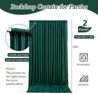 10 x 10 Feet Dark Green Backdrop Curtain for Partie, Background Curtains for Photoshoot, Birthday, Wedding, Halloween, Thanksgiving, Christmas Day, New Year Party Decorations 5Ft x 10Ft, 2 Panels