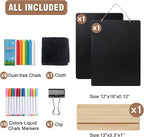 SELEAD Chalk Board Sign Board - 2 Pack 12x16 Inch Decorative Chalkboard with Wooden Stand + Hanging Rope, Table & Wall Decor, Double-Sided Message Menu Food Board for Business, Wedding