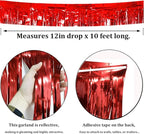 6 Pack Red Total 60 Feet Foil Fringe Garland Metallic Tinsel Banner Wall Hanging Drapes Parade Float Skirting Decorations for Trailer Mardi Gras Party Birthday Wedding (Red)