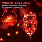 2 Pack Valentine’s Day Red Heart Fairy String Lights 16FT 50 LEDs Valentine's Day Lights Battery Powered Mother Day Decor