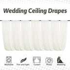DUOBAO Ivory Ceiling Drapes Sheer Backdrop Curtains 6 Panels 5ftx20ft Reception Halls Drapeing Banquet Room Curtain with Rod Pocket for Wedding Birthday Stage Decoration