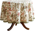 ISAENNE Designer Bohemian Linen Round Table Cloth,Colorful Floral Pattern Tablecloth,Wrinkle Resistant Decorative Tablecloths for Dining Thanksgiving Kitchen Party,Diameter 67"-Grace A