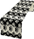 Dog Paw Table Runner,Kid Cute Animal Footprint Black White Theme Design Print Tablecloth Burlap for Hotel Indoors Outdoor Dining Room Kitchen Home Decor,W13X L80 in