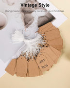 Uniclife 200 Pcs Writable Brown Kraft Paper Tags, 1.8" x 1.05" - Price Display Labels for Clothing, Jewelry, Merchandise