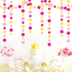 Hot-Pink Yellow Fall Party-Decorations Streamers-Garland - 52ft Boho Flower Hanging Paper Banner, Groovy Birthday Baby Bridal Shower Bachelorette Wedding Classroom Decor Hugfond