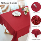maxmill Linen Textured Rectangular Tablecloth Water Resistant Wrinkle Free Spill-Proof, Soft Table Cloth for Dining Room Christmas Decoration, Banquet Party Holiday Webbing Dinner, 60 x 84 Inch Red