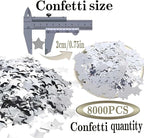 Silver Star Foil Confetti Beautiful Metallic Table Confetti Glitter for Fill Balloons, Wedding,Birthday,Party,Festival Decoration(8000PCS)