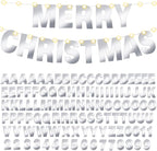 TaoBary 112 Pcs DIY Letter Kit Glitter Customizable Banner Letters Include 107 Letters and Numbers 3 Rope and 2 Needles for Birthday Halloween Christmas Wedding Valentine Party Decor(Glossy Silver)