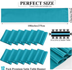12 Pack Turquoise Satin Table Runner,12 x 108 inch Long Premium Smooth Table Runner for Wedding, Banquets, Birthday, Party,Graduation,Engagements,Table Runners fit Rectangle and Round Table