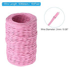 PATIKIL 164 Feet Floral Bind Wire Wrap Twine, 2mm Pink Paper-Wrapped Iron Wire for Flower Bouquets