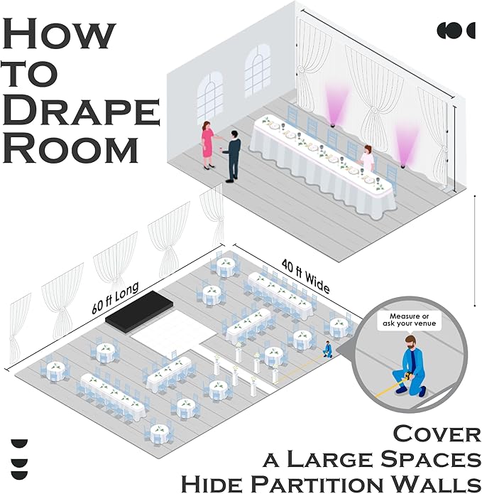 PartyVillage 10ft×15ft Royal Blue Backdrop Curtain for Wedding Parties, 2 Panels Wrinkle Free 15 FT Long Polyester Photo Backdrop Drapes Back Drop Cloth for Birthday Photography Background