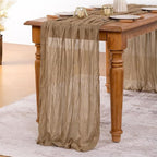 MLMW 3 Pack Fall Table Runner Boho Nude Brown Cheesecloth Table Runner Autumn Gauze Rustic Tan Cheese Cloth 160 inch 13.3ft for Thanksgiving Wedding Party Baby Bridal Shower Birthday