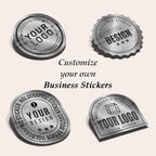 Custom Logo Stickers for Business, Personalised Logo Labels, Waterproof, Perfect for Branding & Packaging (Brushed Silver)