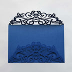 25PCS Royal Blue Laser Cut Wedding Invitations Cards with Envelopes,Blank pearl royal blue