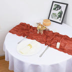 Snowkingdom 10 Ft Fall Table Runner Terracotta Cheesecloth, 120 inch Long Rust Burnt Orange Cheese Cloth Boho Gauze for Wedding Bridal Shower Rustic Sheer Thanksgiving Table Decorations