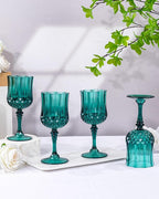 Ciaell 24PCS Green Plastic Wine Glasses - 7 Oz Plastic Goblets for Party - Green Vintage Drinking Glasses - Disposable Water Goblets Set for Wedding, Bar, Wine, Beer, Juice, Cocktail, Christmas