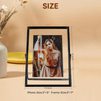 Black Floating Frame (5"x7", Vertical), For Picture 4x6, 3x5, 2x3, Tabletop Shelf Photo Frame, Classy Gift For Festival, Wedding, Home or Office Décor