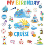 26 Pcs Birthday Cruise Door Decorations Magnetic, Funny Cruise Ship Sea Navigation Door Magnets Stickers Cruise Door Decor for Cabin Door Fridge Car Accessories Carnival Birthday Party Supplies