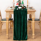 MLMC 2 Pack Emerald Green Velvet Table Runner 10ft Luxury Dark Green Velvet Fall Table Runner 20x120 Inches Glossy Wedding Table Runner for Bridal Shower Birthday Party Gathering Decor