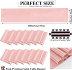 12 Pack Rose Gold Satin Table Runner,12 x 108 inch Long Premium Smooth Table Runner for Wedding, Banquets, Birthday, Party, Graduation, Engagements,Table Runners fit Rectangle and Round Table