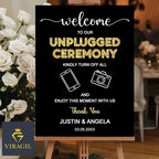 Unplugged Ceremony Sign with Icons – Fun & Bold Wedding Yard Sign – No Phones or Cameras – Modern Welcome Sign for Outdoor Weddings
