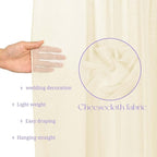 6 Panels Ivory Ceiling Drapes for Wedding, 5ftx15ft Ceiling Drapes Cheesecloth Sheer Fabric Curtain Wedding Arch Draping Fabric Romantic Ceiling Decorations for Weddings Party Ceremony Stage