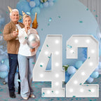 Marquee Numbers Large 42nd-Birthday Decorations: 4ft Light Up Number Party Decor 42 Year Old Women And Men 24th Birthday Decoration Backdrop 24 Anniversary Cardboard Big Mosaic Balloon Frame Number 42
