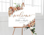 Personalized Wedding Welcome Sign, Autumn Terracotta Boho Wedding Sign Signage 12" X 18" (Small), 27" (Medium), 36" (Large), Plastic, Modern, Pole Mount, Weather