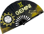 DeFlare | Cosmic Zodiac Rave Fan | Zodiac Sign Hand Fan | Astrology Rave Fan | Hand Fan | Large Rave Fan | Large Clacking Fan